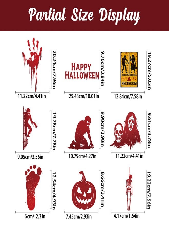 Sfoni 119Pcs Halloween Window Clings, Bloody Footprint Handprint Ghost Zombie Stickers Reusable Scary Decals Halloween Decoration Indoor Party Supplies Home Office Wall Decor, 9 Sheets - Image 3